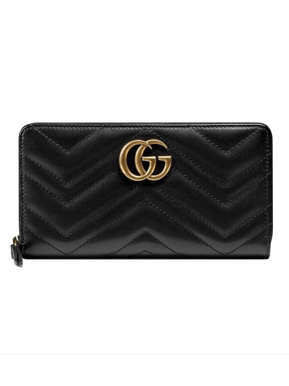 GUCCI Marmont GG logo quilted leather zip around long wallet